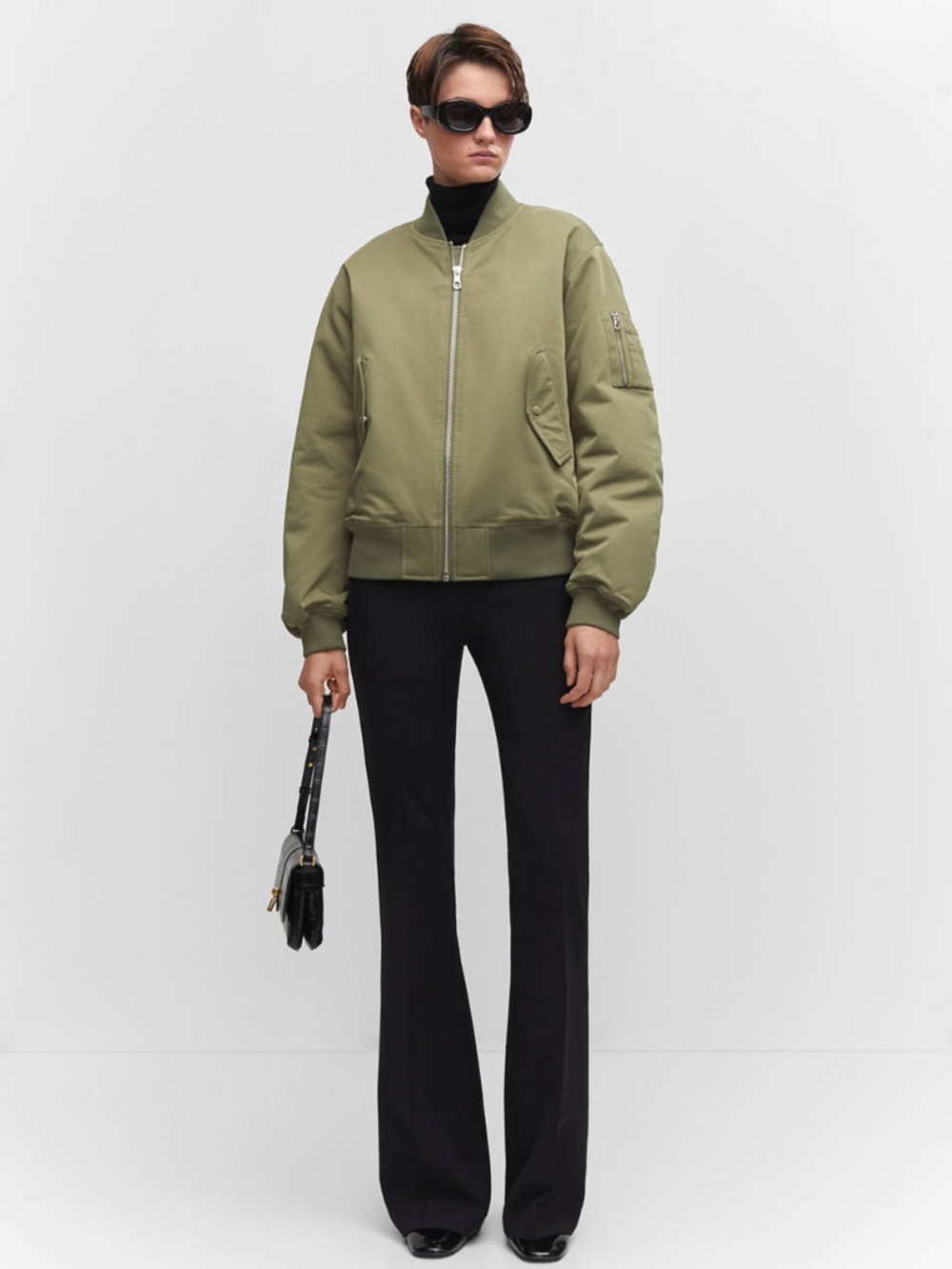mango | oversized jacket bomber | crew neck | olive | us xxl - Picture 6 of 12